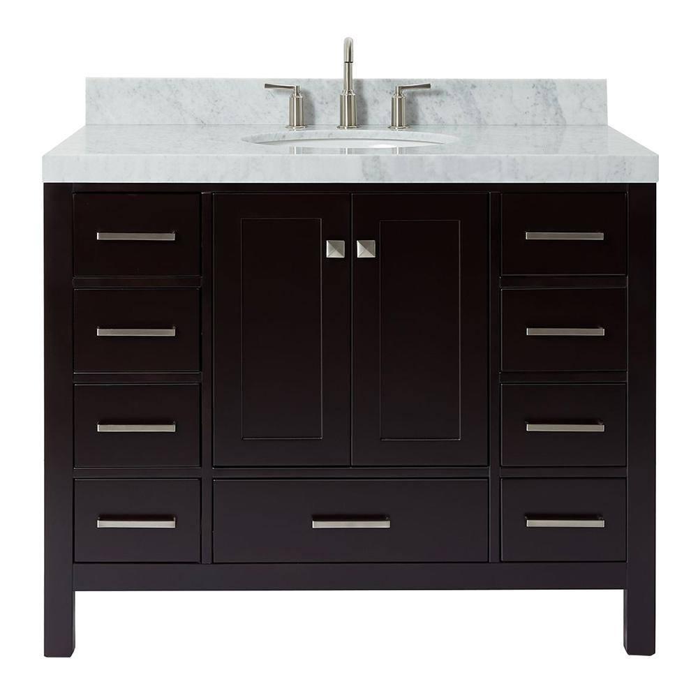 Cambridge 42'' Single Bathroom Vanity with Carrara Marble Top