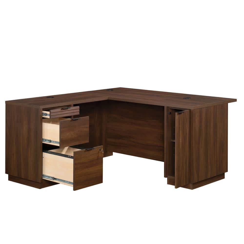 Sauder Palo Alto 60" Engineered Wood L-Shaped Computer Desk in Spiced Mahogany