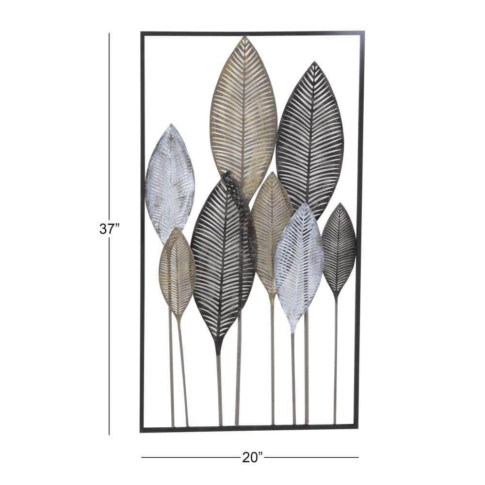 DecMode Bronze Metal Leaf Wall Decor with Black Frame