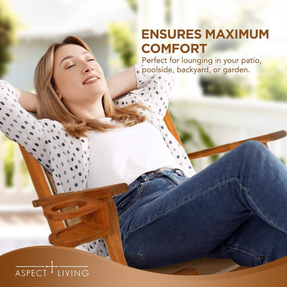 Aspect Living Vega Rocking Chair with Beverage Holder Natural Finish Wooden Chair, Patio, Backyard, Indoor & Outdoor Use - Robust Wood Construction