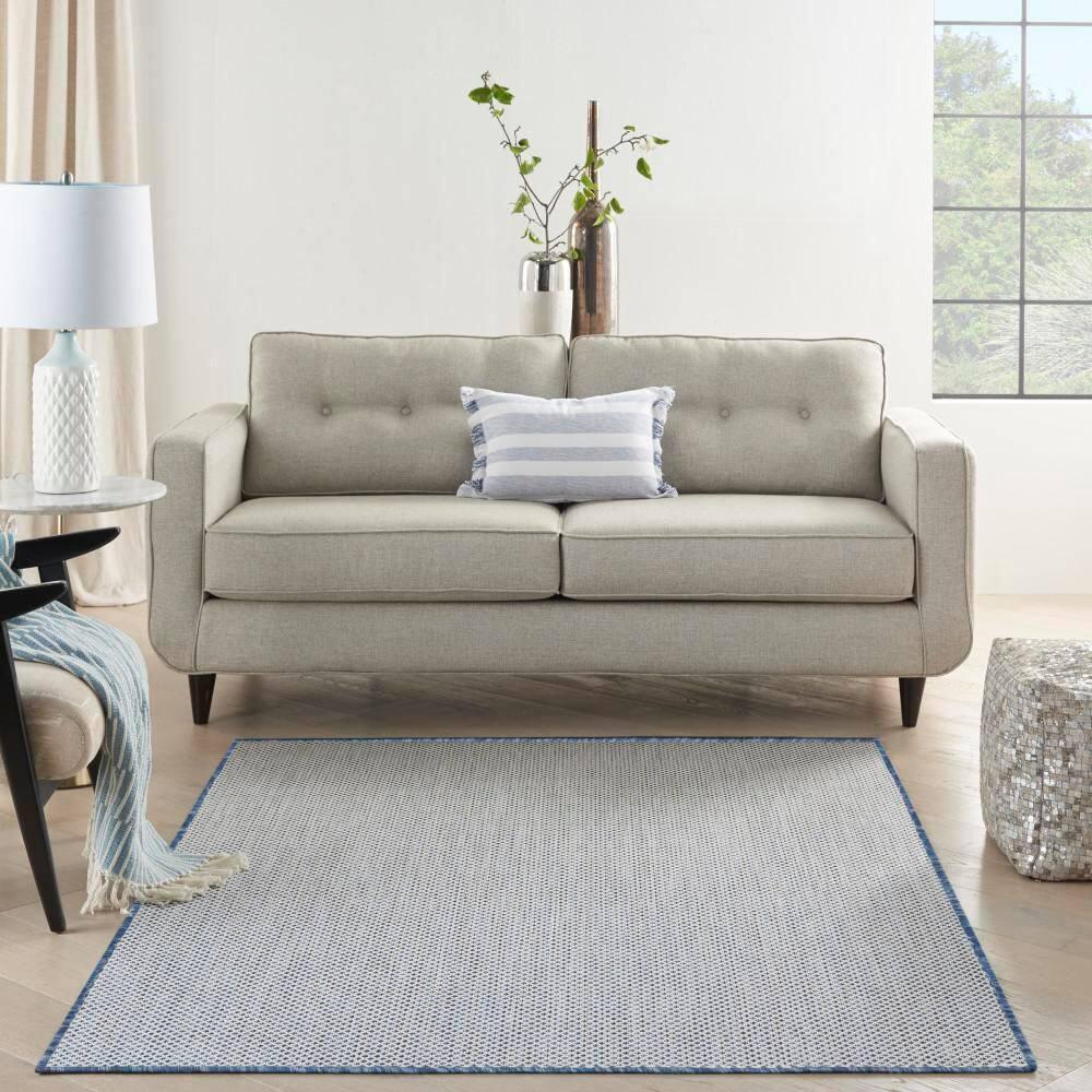 Nourison Courtyard COU01 Indoor/outdoor Area Rug - Ivory Blue 6' x 9'