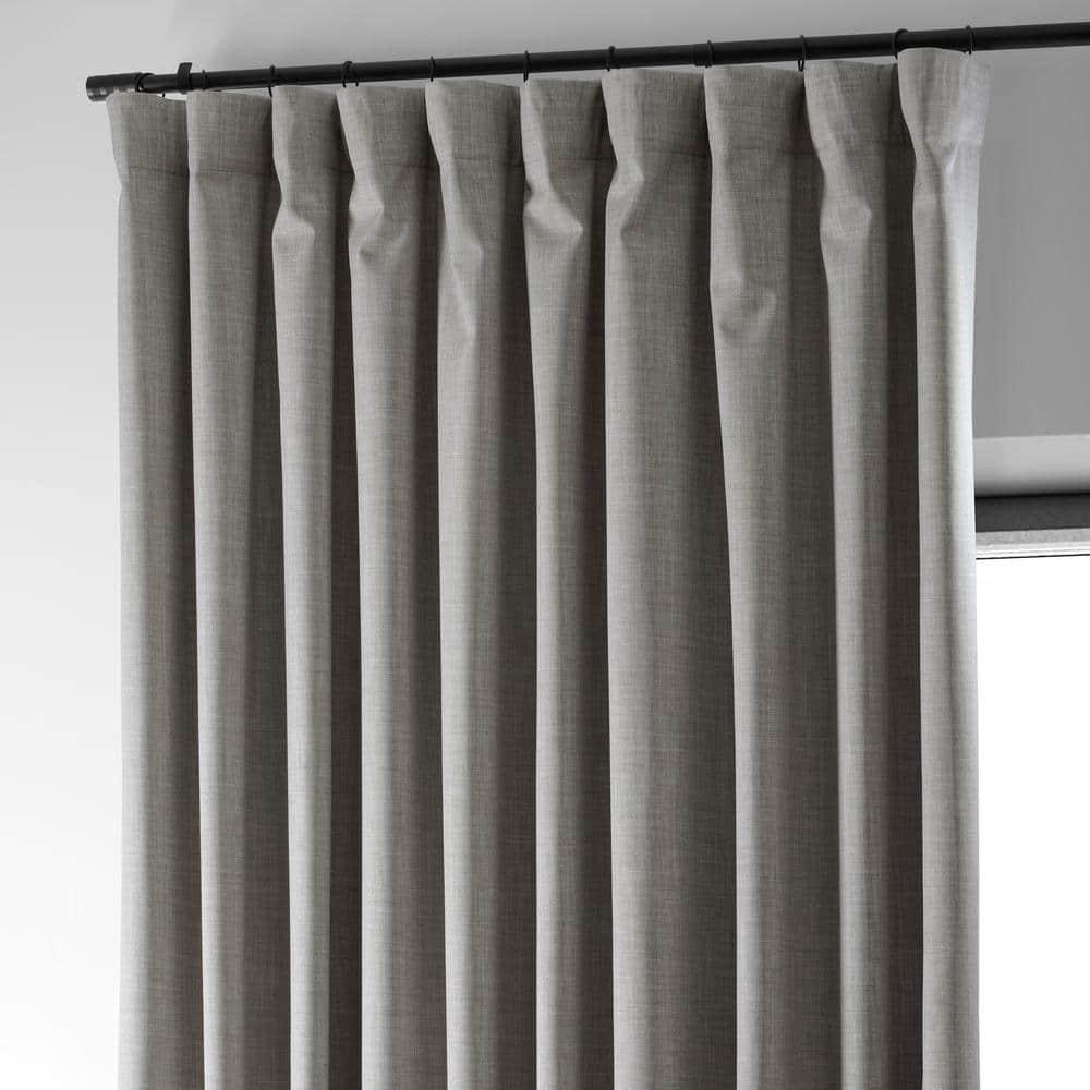 Exclusive Fabrics  Performance Linen Extrawide Hotel Blackout Curtain (1 Panel) 100 X 108 - Dark Greige
