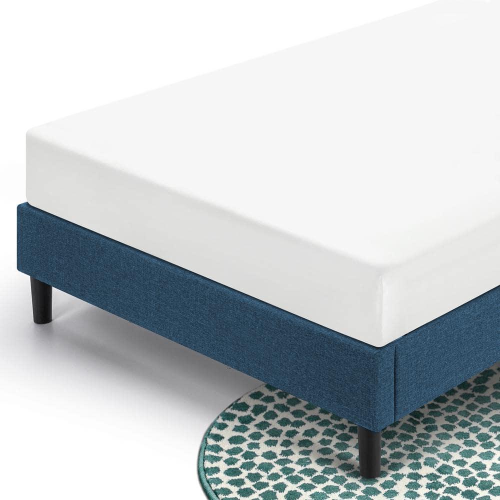Zinus Curtis 13" Upholstered Platform Bed Frame, Navy, Queen