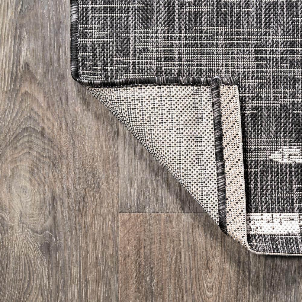 3'x5' Zolak Berber Stripe Geometric Indoor/Outdoor Area Rug, Black/Ivory - JONATHAN Y
