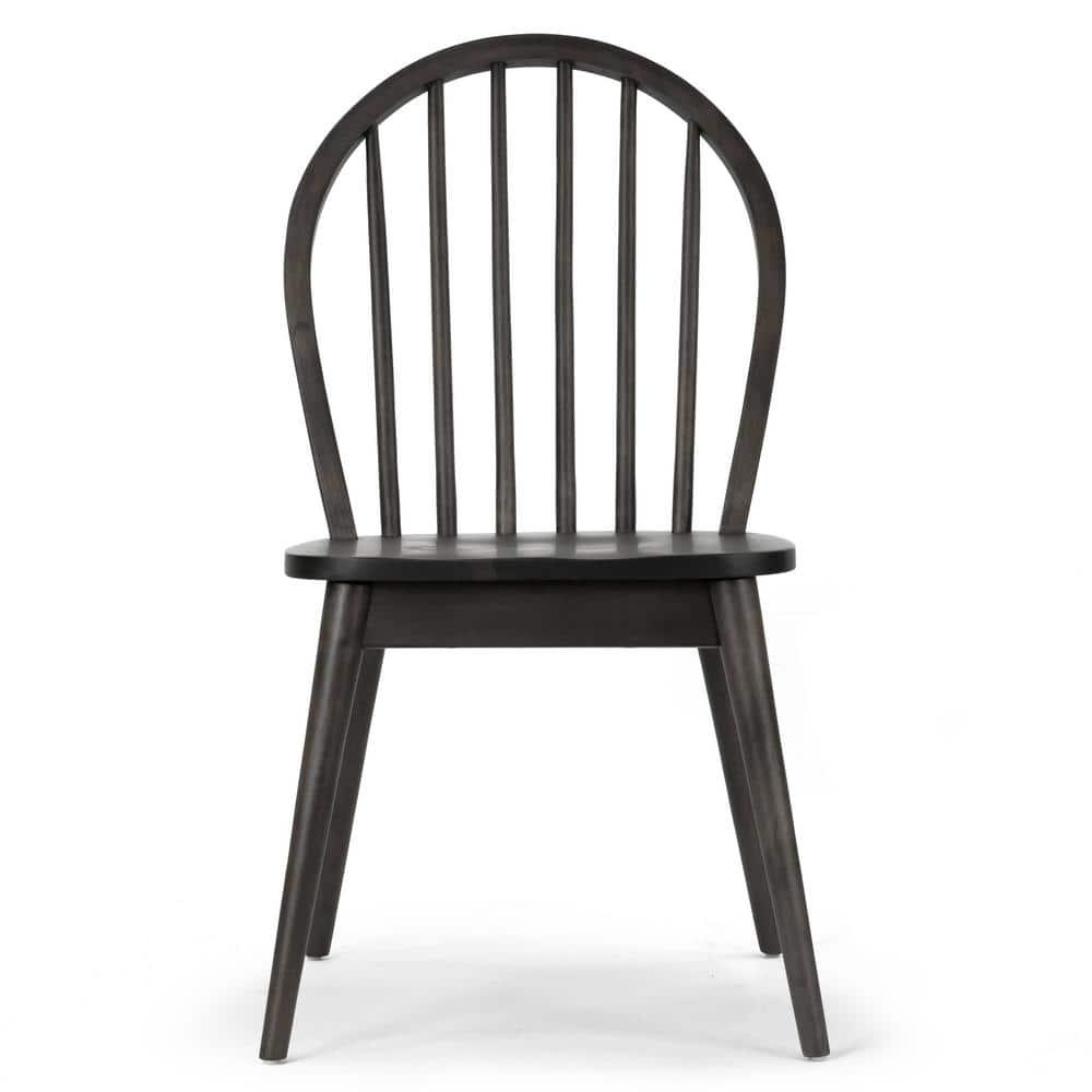 Glamour Home Astra 17.72" Wood Chairs with Windsor Back in Black (Set of 2)