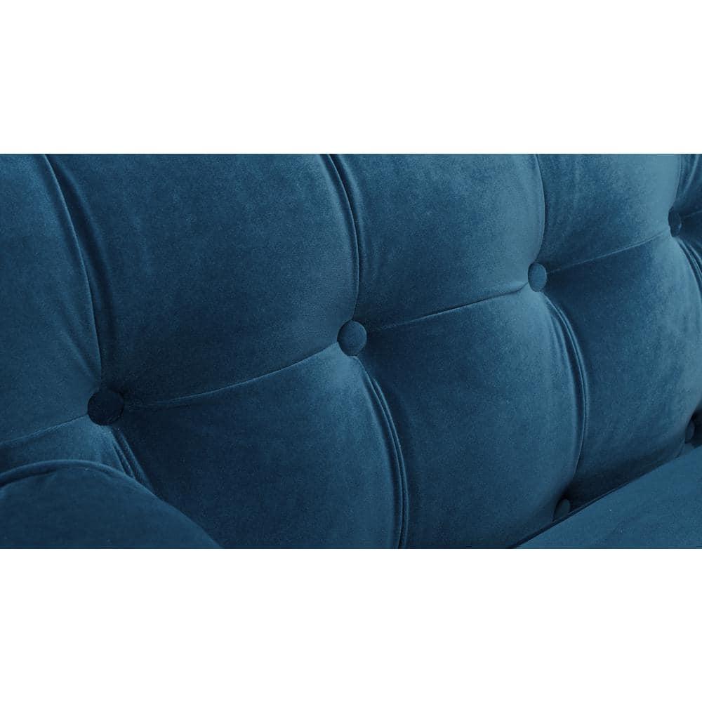 Jack 84" Tufted Tuxedo Sofa Double Cushion Satin Teal