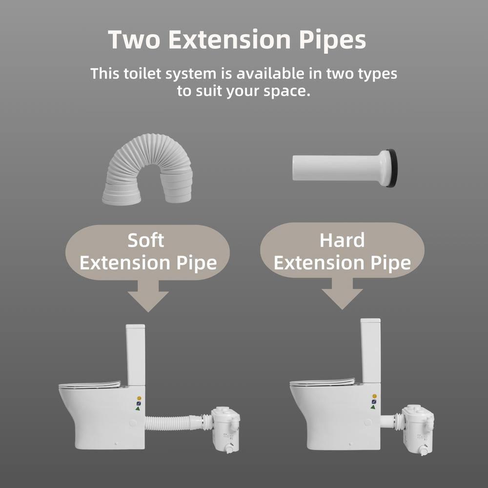 MaceratingFlo ARES 750W Upflush Toilet System, Elongated Bowl & 18" Comfort Height, 4-Inlet Ideal for Basements, Quiet & Efficient Macerator Pump Up to 36 Feet, Easy Installation