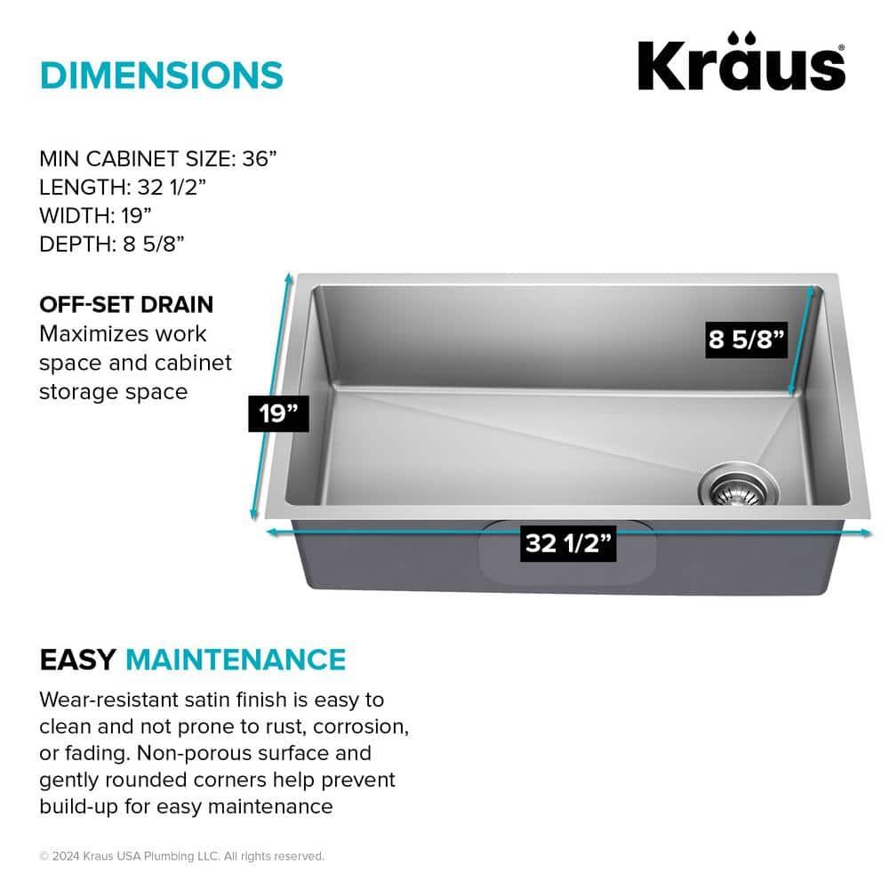 KRAUS Fairlane Undermount 18-Gauge Stainless Steel Kitchen Sink