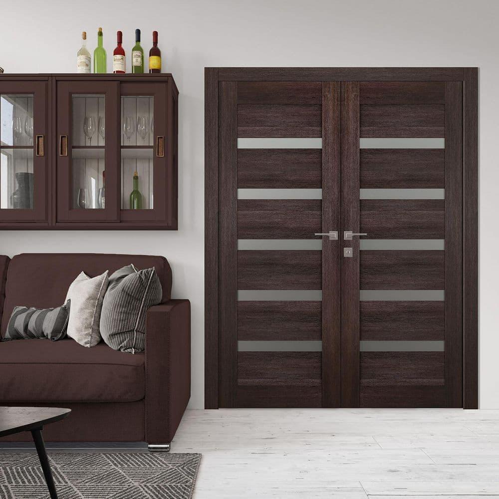 Belldinni Avon 07-04 Vetro Manufactured Wood and Frosted Glass Composite Double Prehung French Door