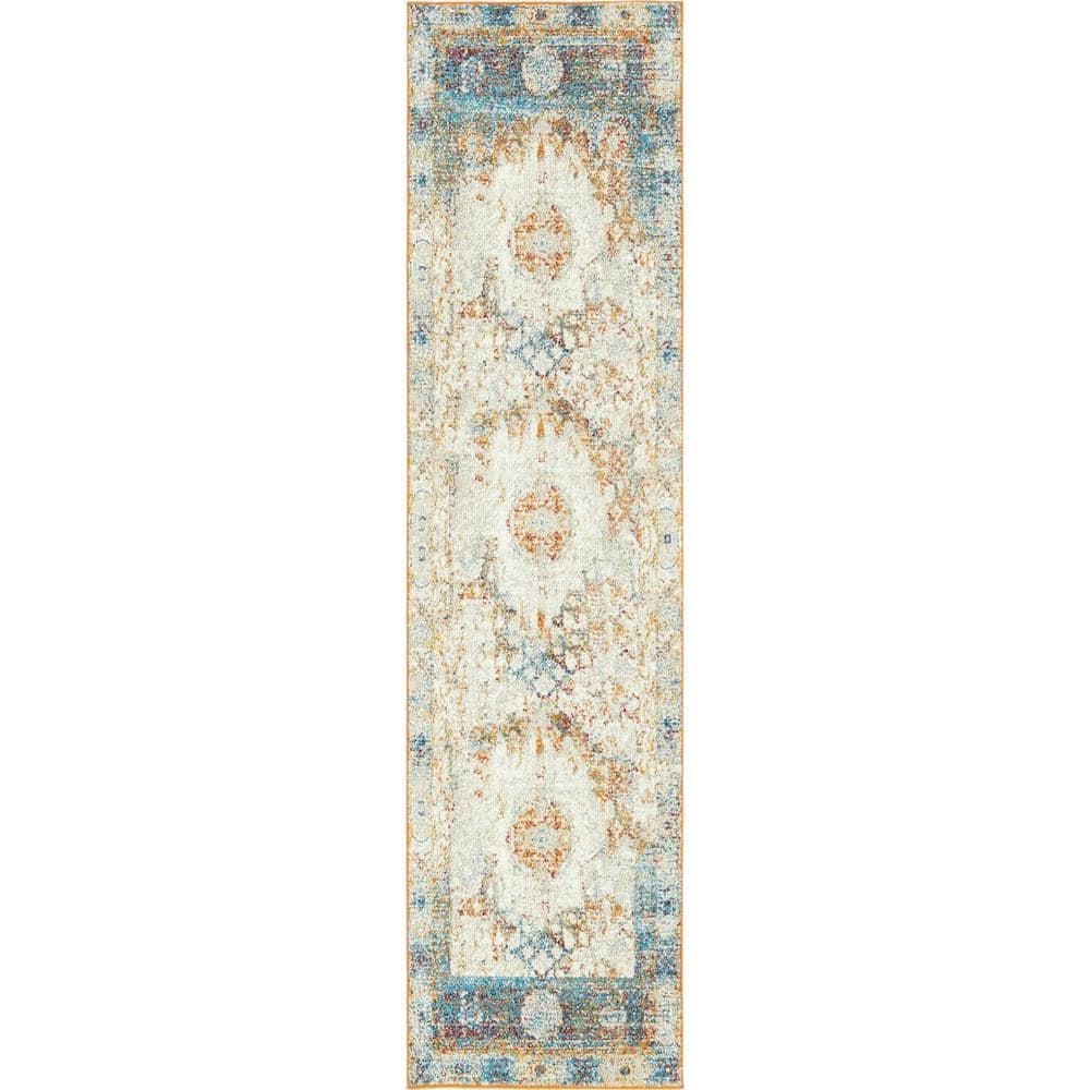 Unique Loom Rosso Collection Area Rug - Bellini (2' 7" x 10' Runner Beige/Blue)