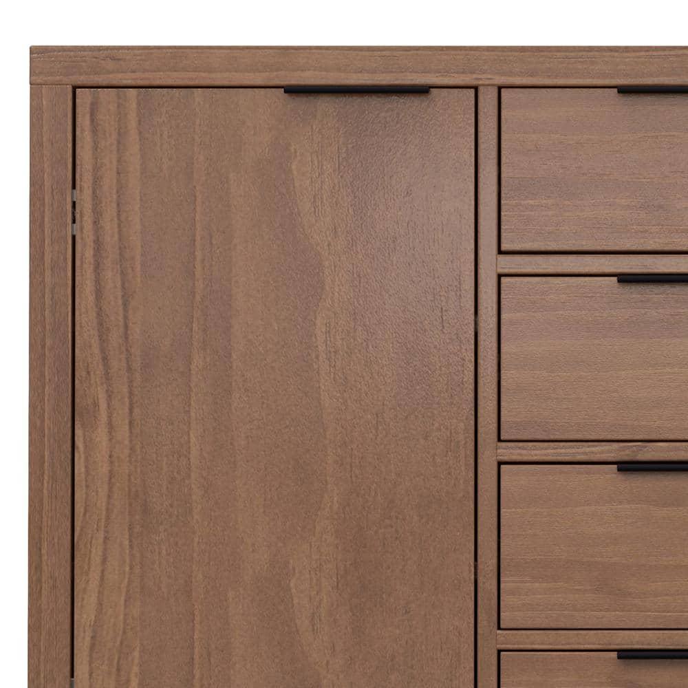 Simpli Home Hollander SOLID WOOD and Pine 54 inch x 18 inch Rectangle Contemporary Sideboard Buffet in Medium Saddle Brown