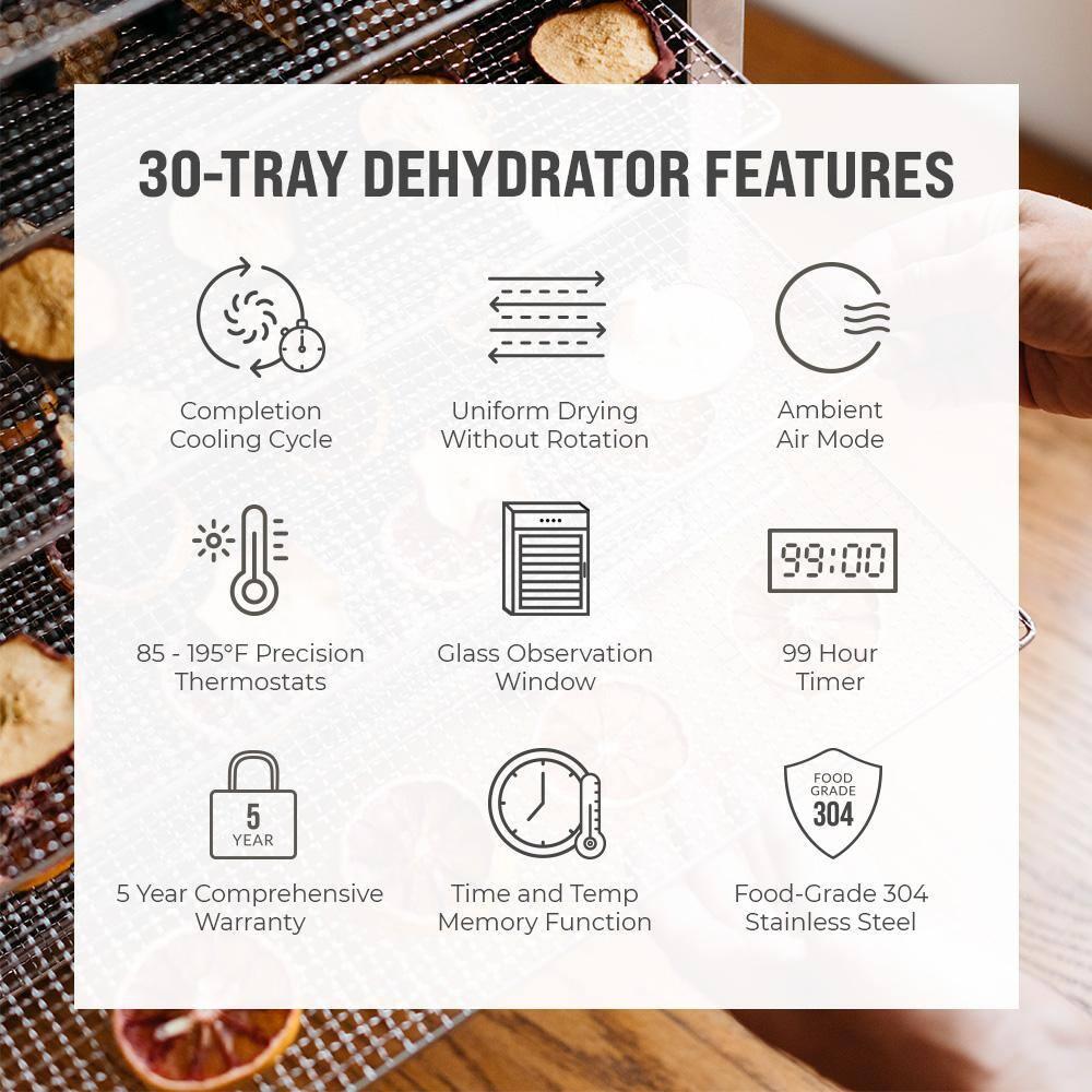 BenchFoods 3 Zone / 30 Tray / 53 sq.ft Tray Area / Premium Commercial Dehydrator