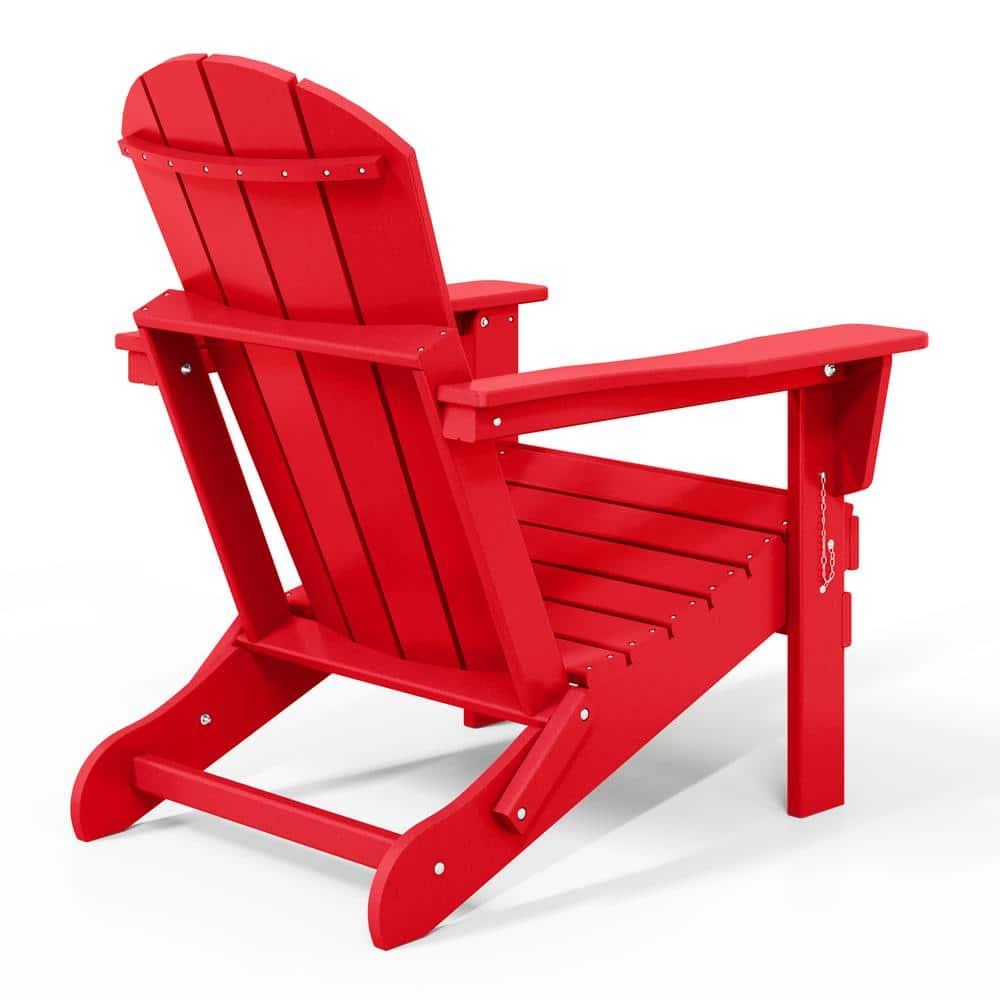 Red Poly Adirondack Outdoor Folding Armchair Set of 2