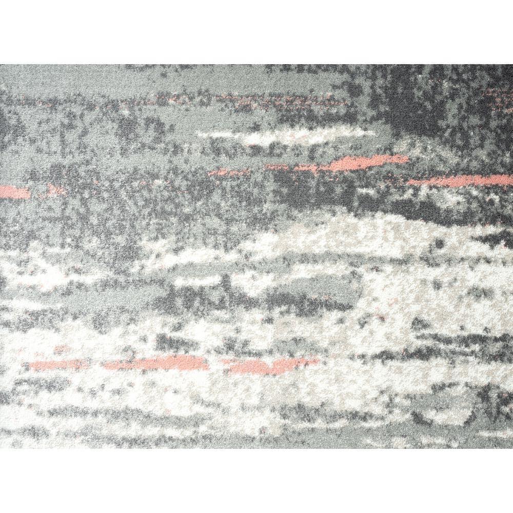 Abani Laguna Grey Pink Drip Lines 4' x 6' 4' x 6'