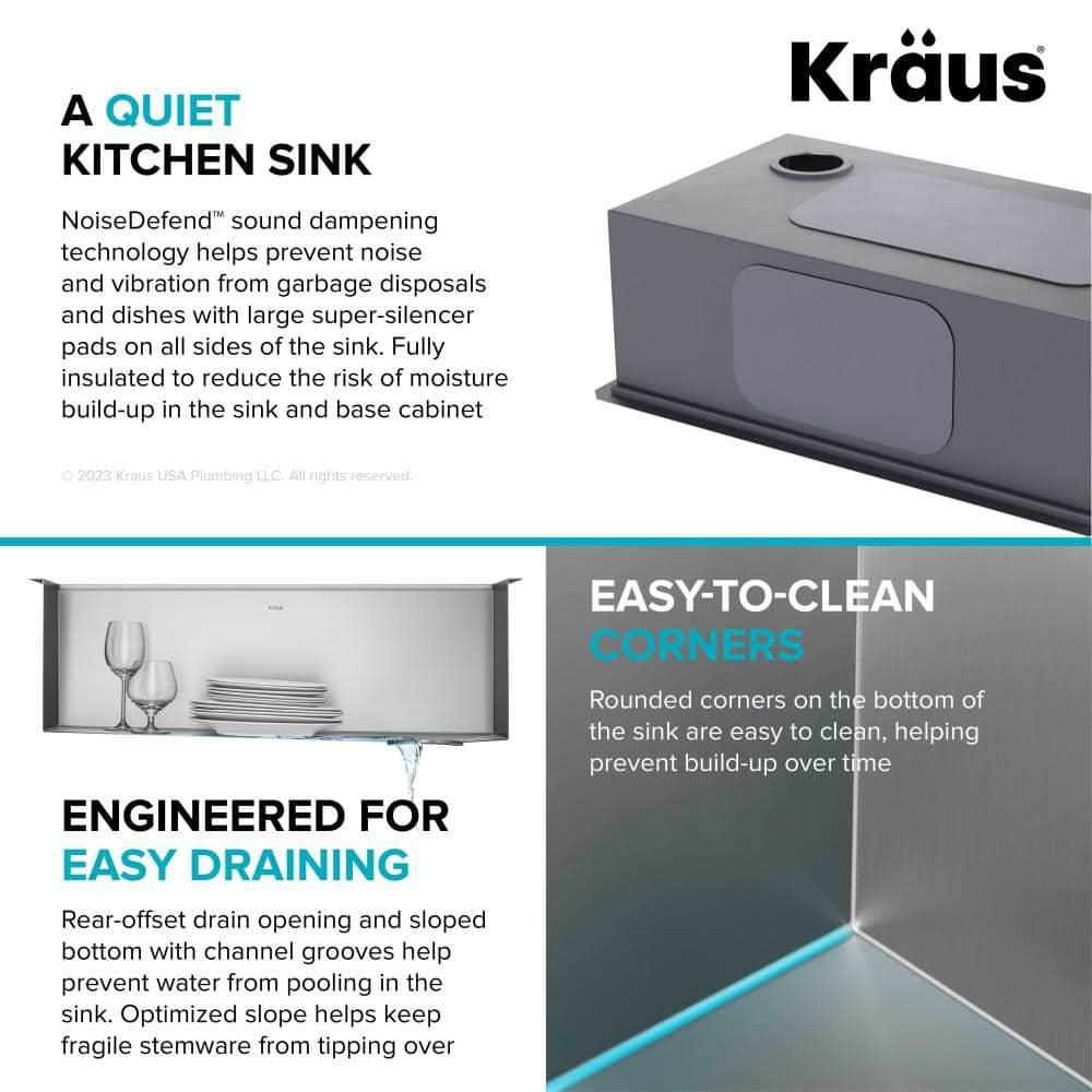 KRAUS Kore™ Workstation 27-inch L Undermount 16 Gauge Single Bowl Stainless Steel Kitchen Sink with Accessories
