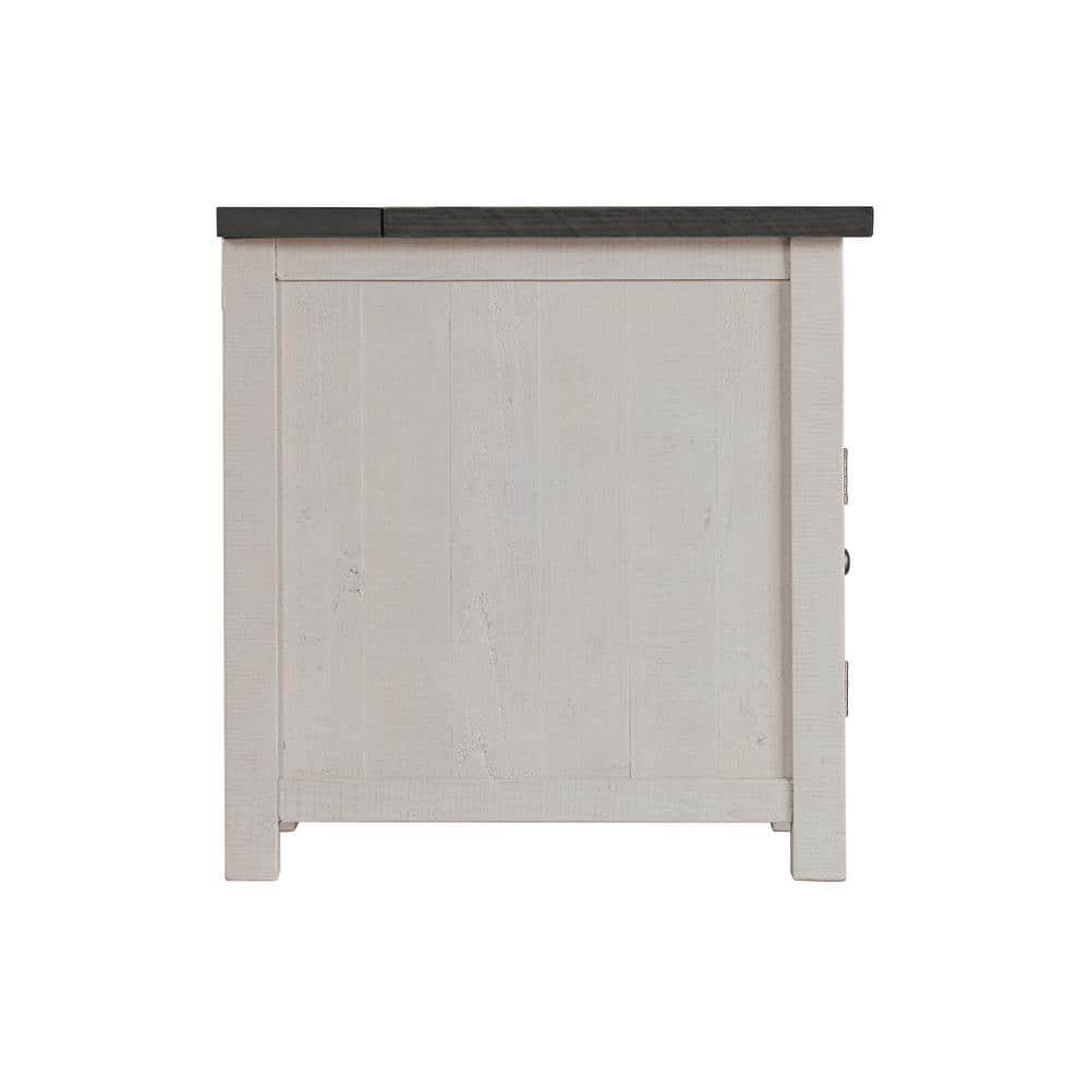 Martin Svensson Home Monterey Solid Wood Chairside Table with Power, White Stain and Grey