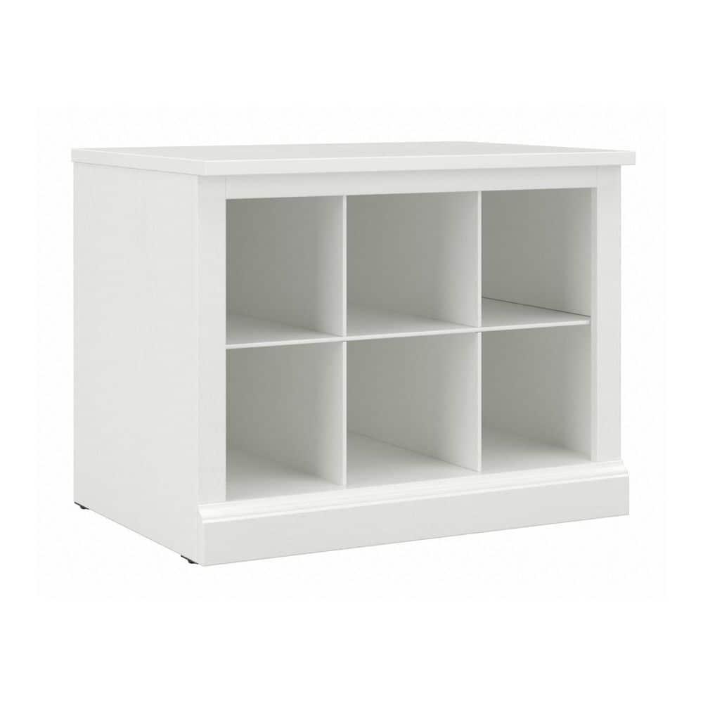 Woodland 24W Small Shoe Bench with Shelves in White Ash - Engineered Wood