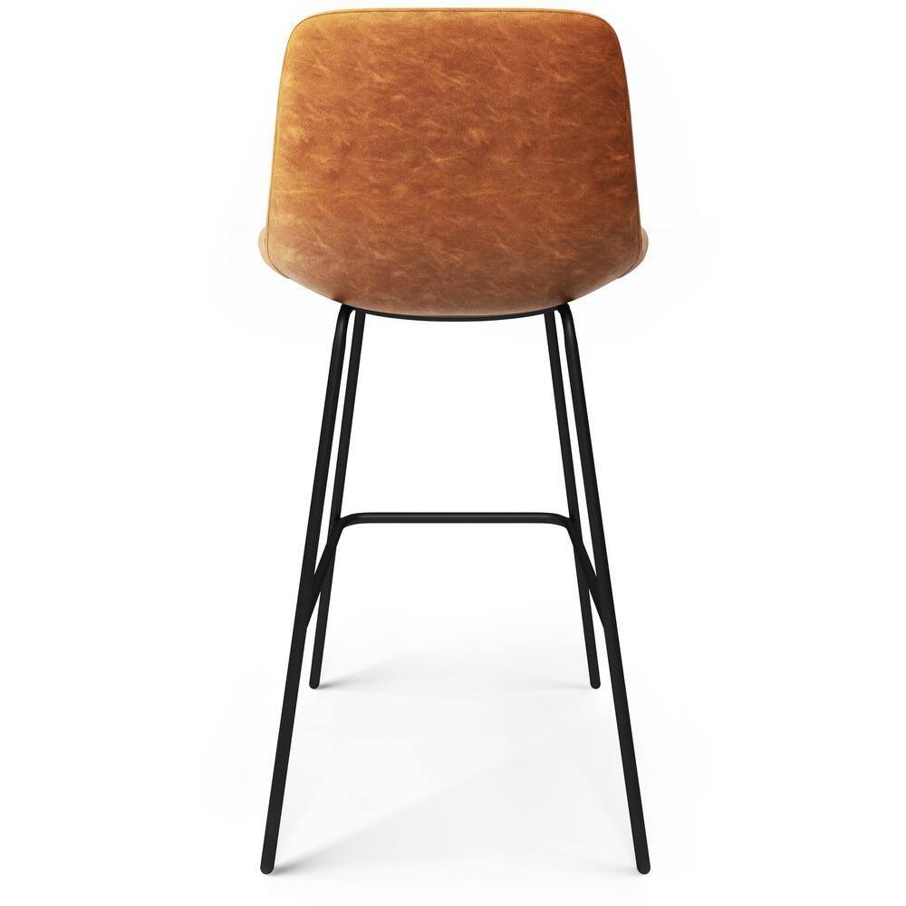 Simpli Home Jolie Upholstered Vegan Faux Leather Contemporary Counter Stool with Padded Bucket Seat and Footrest (Set of 2)