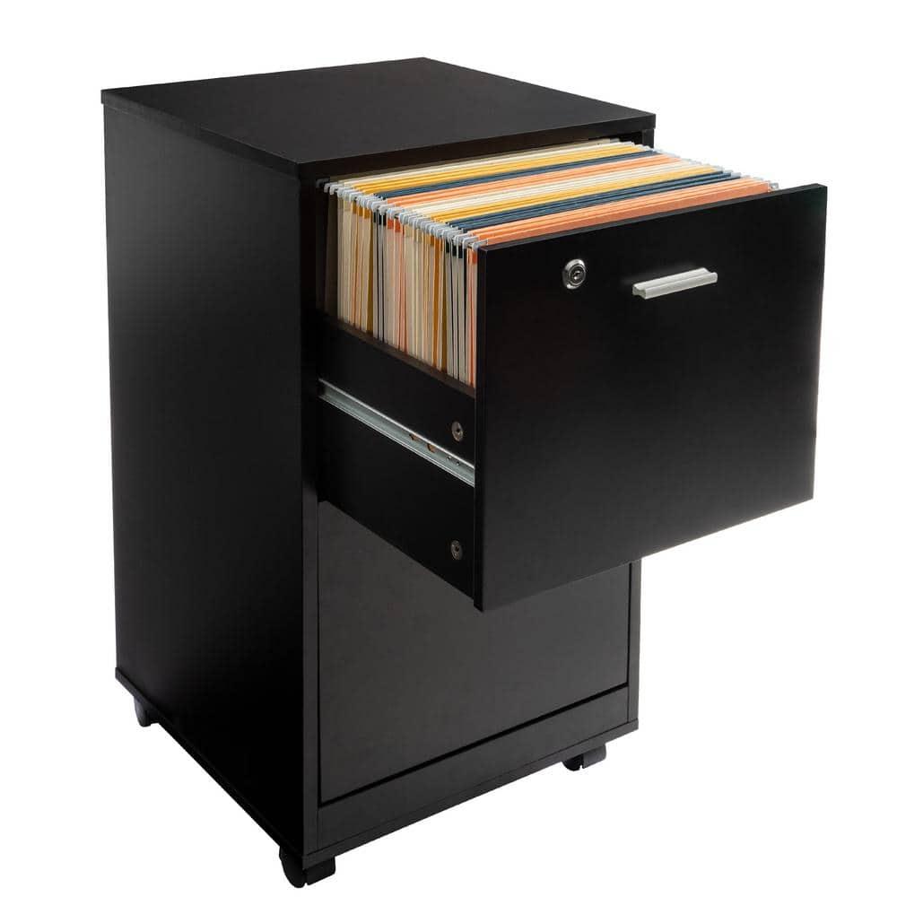 Lavish Home 2-Drawer File Cabinet with Lock and Rolling Wheels (Black)