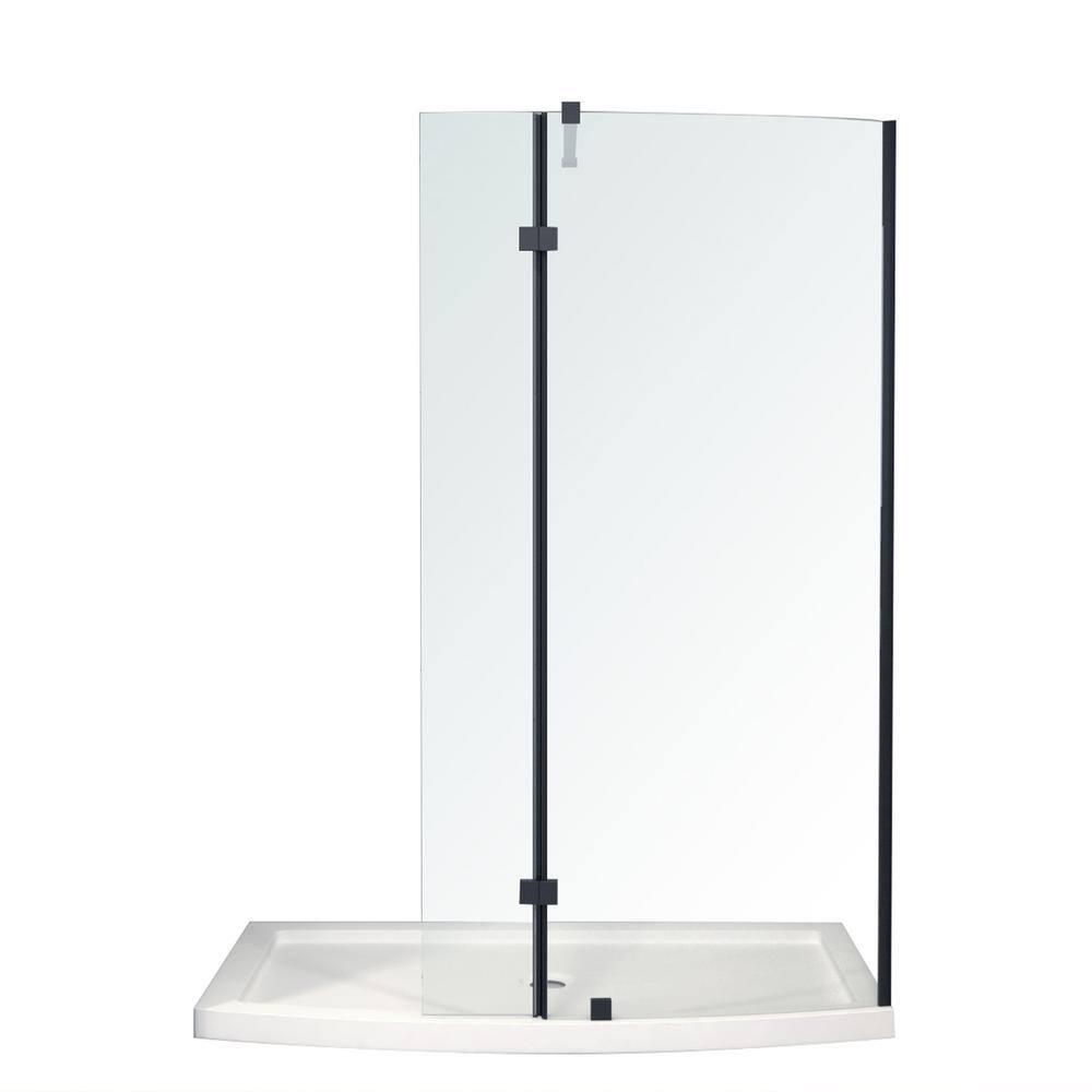 A&E Bath and Shower 60'' W 77.5'' H Framed Shower Enclosure Halim-60-BLK