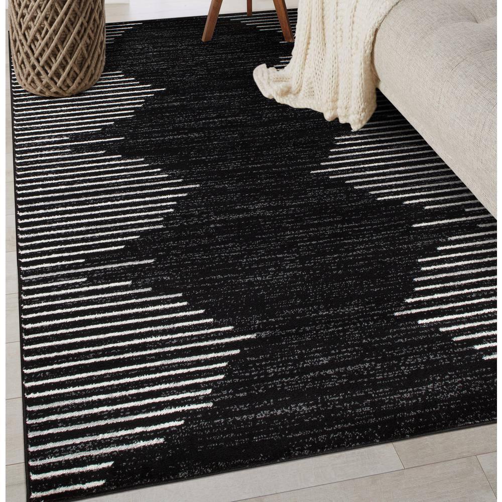 World Rug Gallery Bohemian Stripe Area Rug - Black 5' x 7'