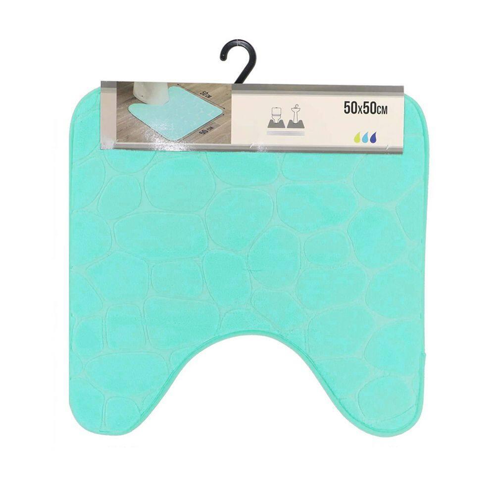Evideco French Home Goods Contour Bath Rug Memory Foam Mat 3D Pebble 20”L x 20”W Aqua Blue