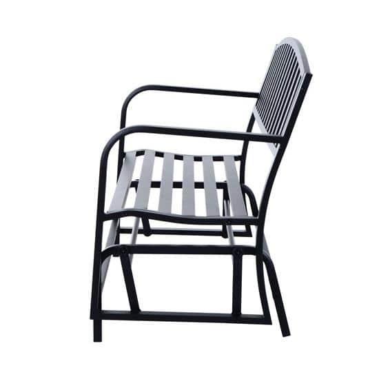 Outsunny Patio Glider Bench Outdoor Swing Rocking Chair Loveseat with Power Coated Steel Frame, Black