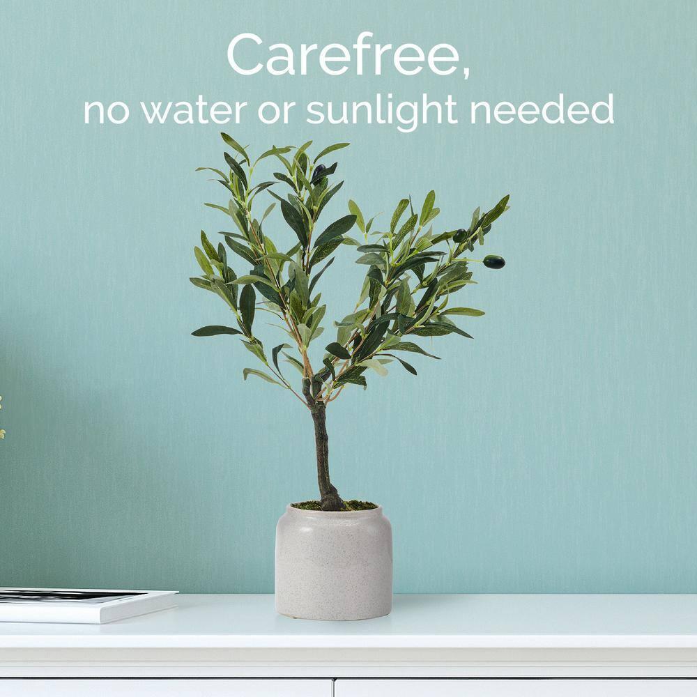 Elements Elements 21.5 in. Artificial Olive Tree Plant in Pot