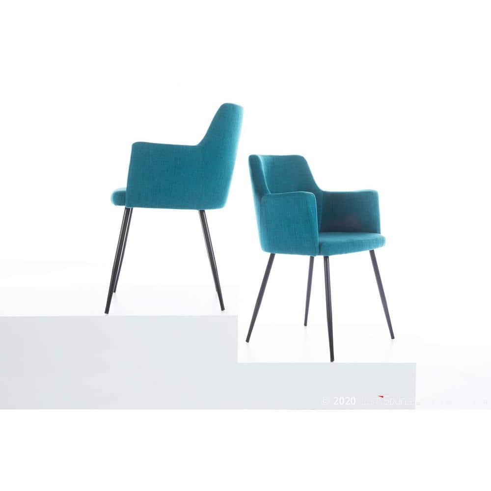 LumiSource Set of 2 Andrew Contemporary Dining/Accent Chair Teal