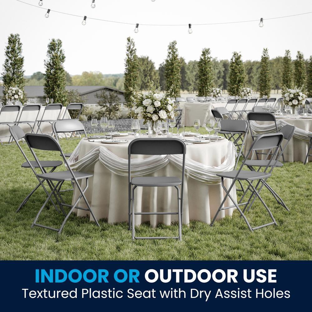 GARTOOO 10 Pack Plastic Folding Chair, Stackable Steel Frame Chairs,Portable Commercial Chair for Home, Office, Wedding, 550lbs Weight Capacity