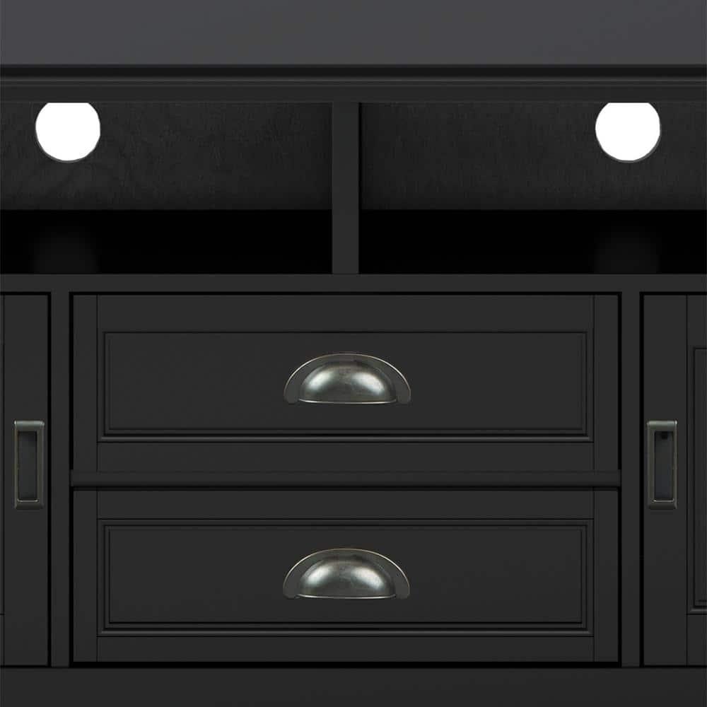 Burlington SOLID WOOD 72"Wide  TV Media Stand in Black  For TVs up to 80 inches