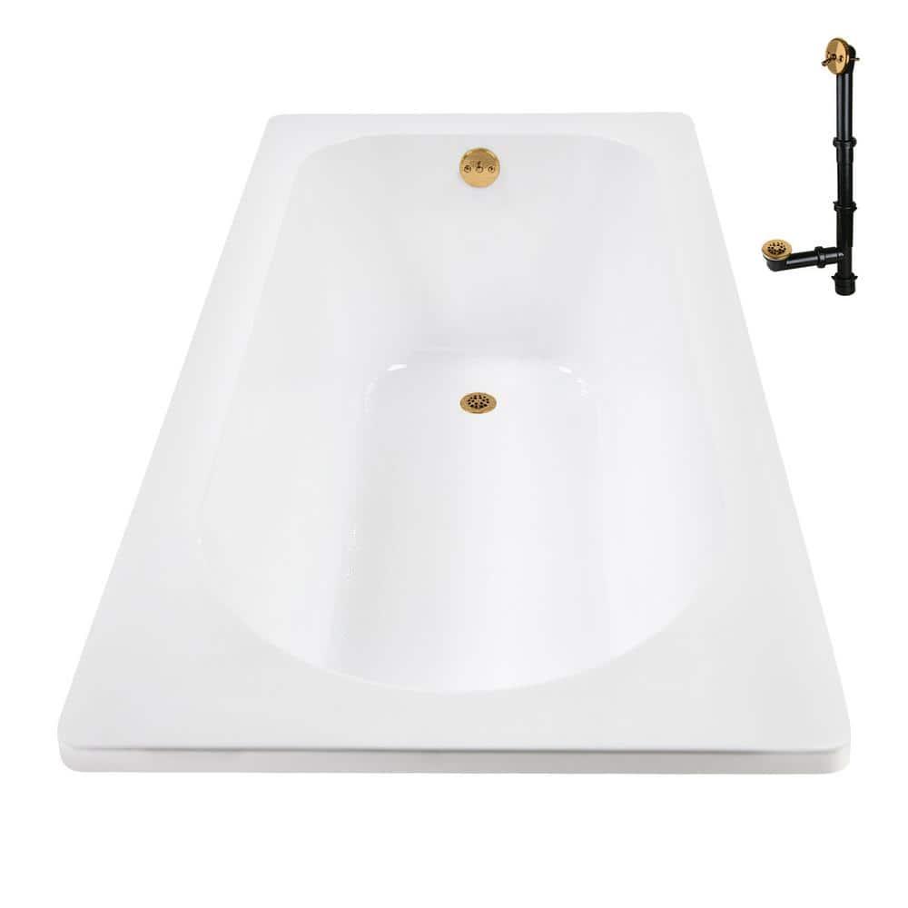 72" x 36" Acrylic Soaking Drop-In Bathtub, Drain Included