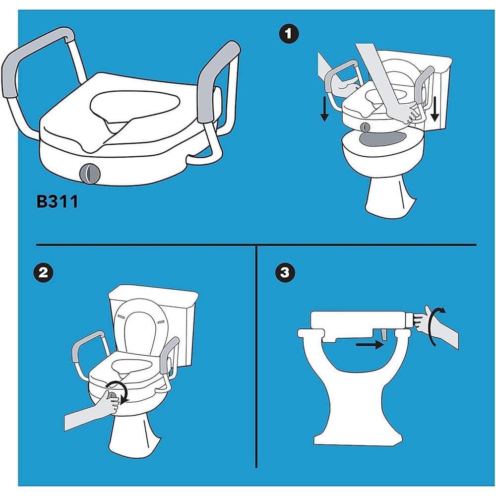 Carex E-Z Lock Raised with Armrests Toilet Seat - White