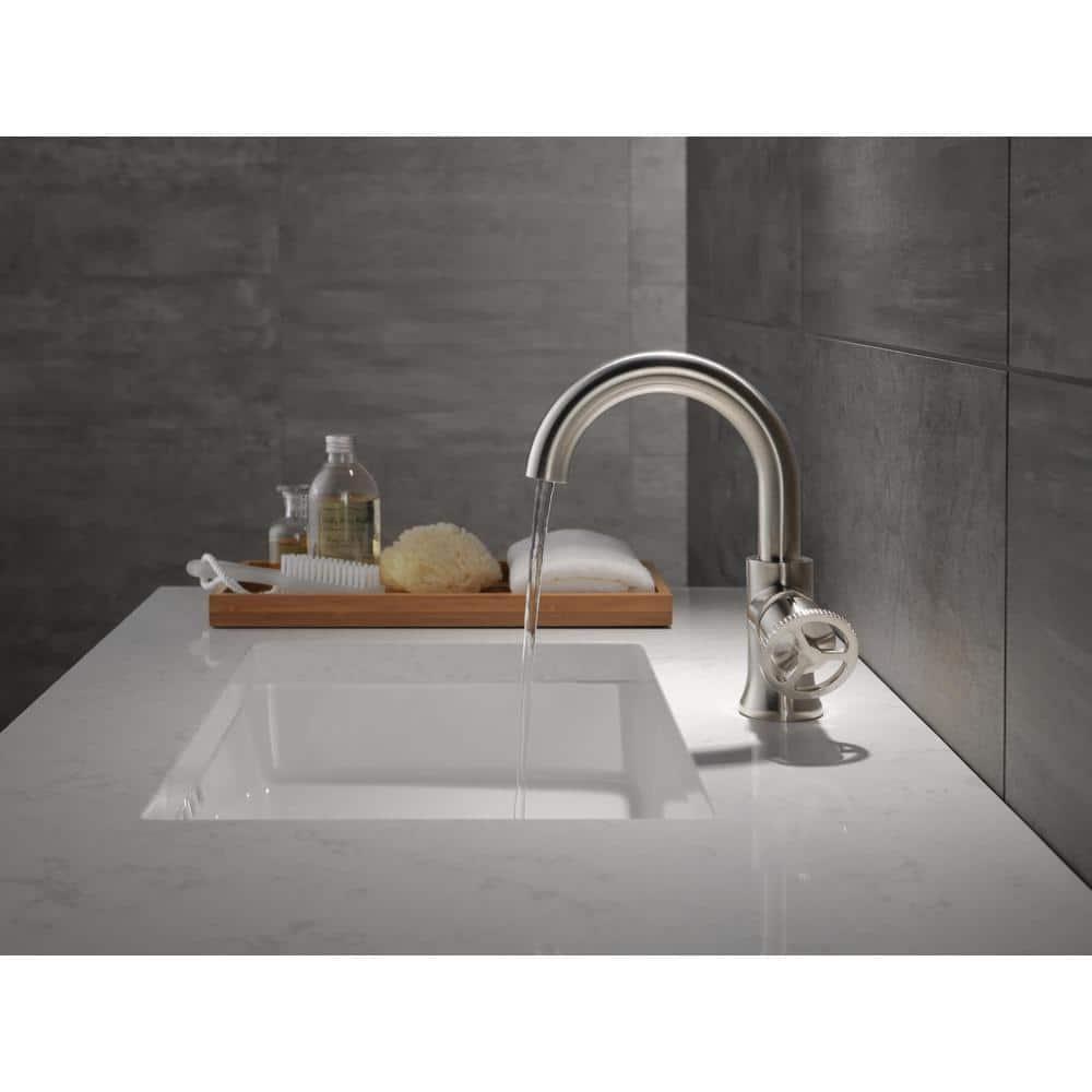 Trinsic Single Hole Bathroom Faucet with Wheel Handle, Single Handle Bathroom Sink Faucet