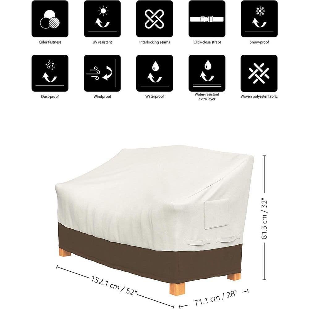 Amazon Basics 2 Seater Outdoor Couch Cover, Patio Furniture Cover, Waterproof, Anti-UV, Durable, Beige/Tan