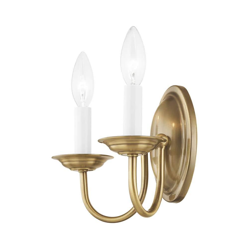 Elegant Antique Brass 2-Light Wall Sconce for Vanity