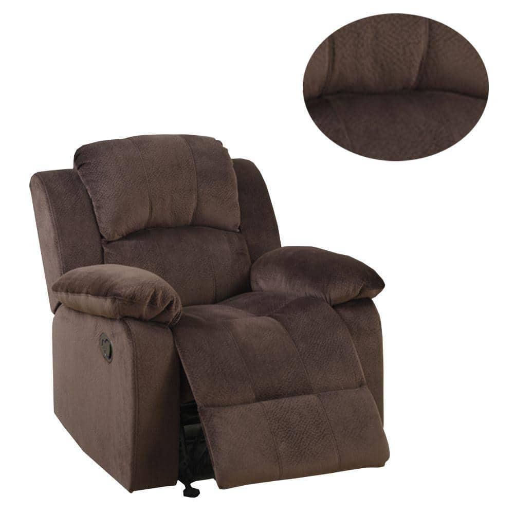 Rocker Recliner In Choco Brown Faux Suede Fabric