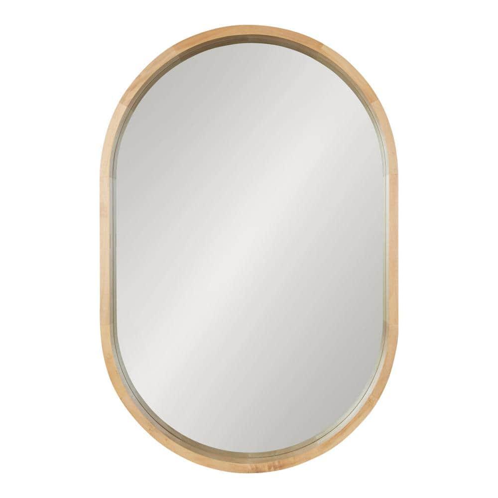 24" x 36" Hutton Wood Framed Capsule Wall Mirror Natural: Scandinavian Style, Poplar Frame - Kate & Laurel