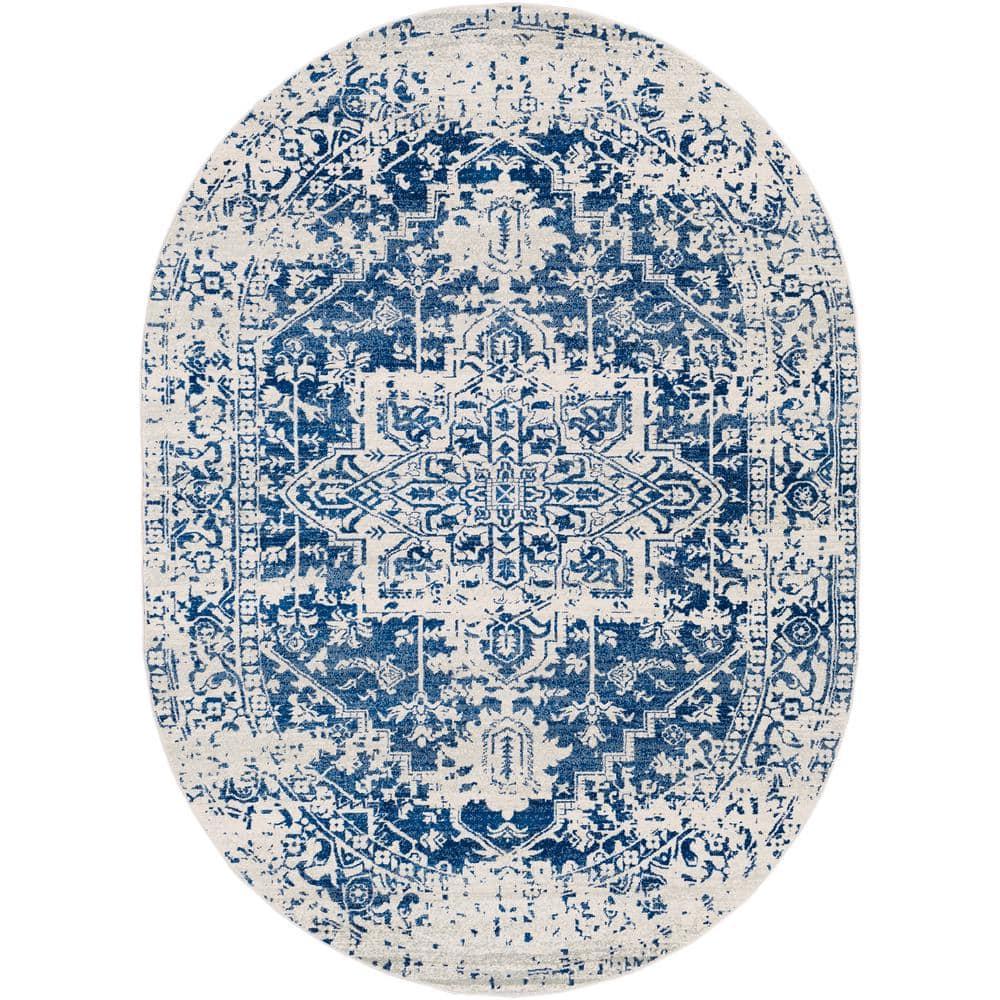 Livabliss 6'7"x9' Oval Worsham Traditional Rug Blue