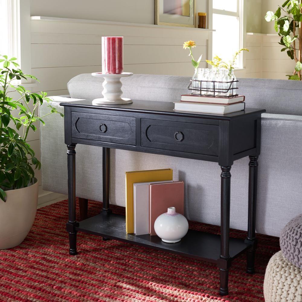Allura 2 Drawer Console Table - Black - Safavieh