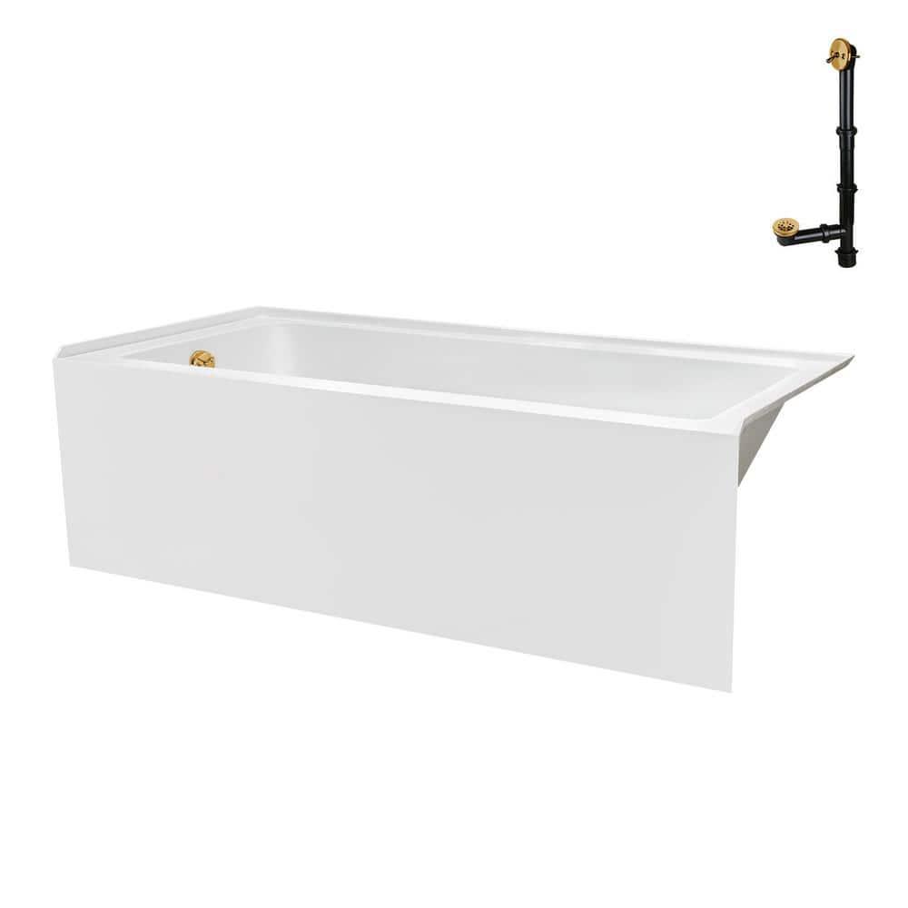 Streamline Bath Streamline 60 in. x 32 in. Acrylic Left-Hand Drain Alcove Bathtub in Glossy White With External Drain NAL-5560-BGL