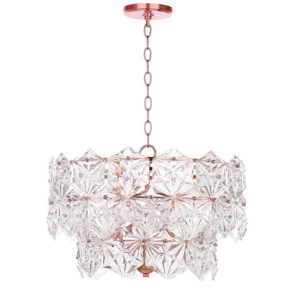 Sia 4 Light 19" Pendant - PND4001 - Clear/Copper - Safavieh