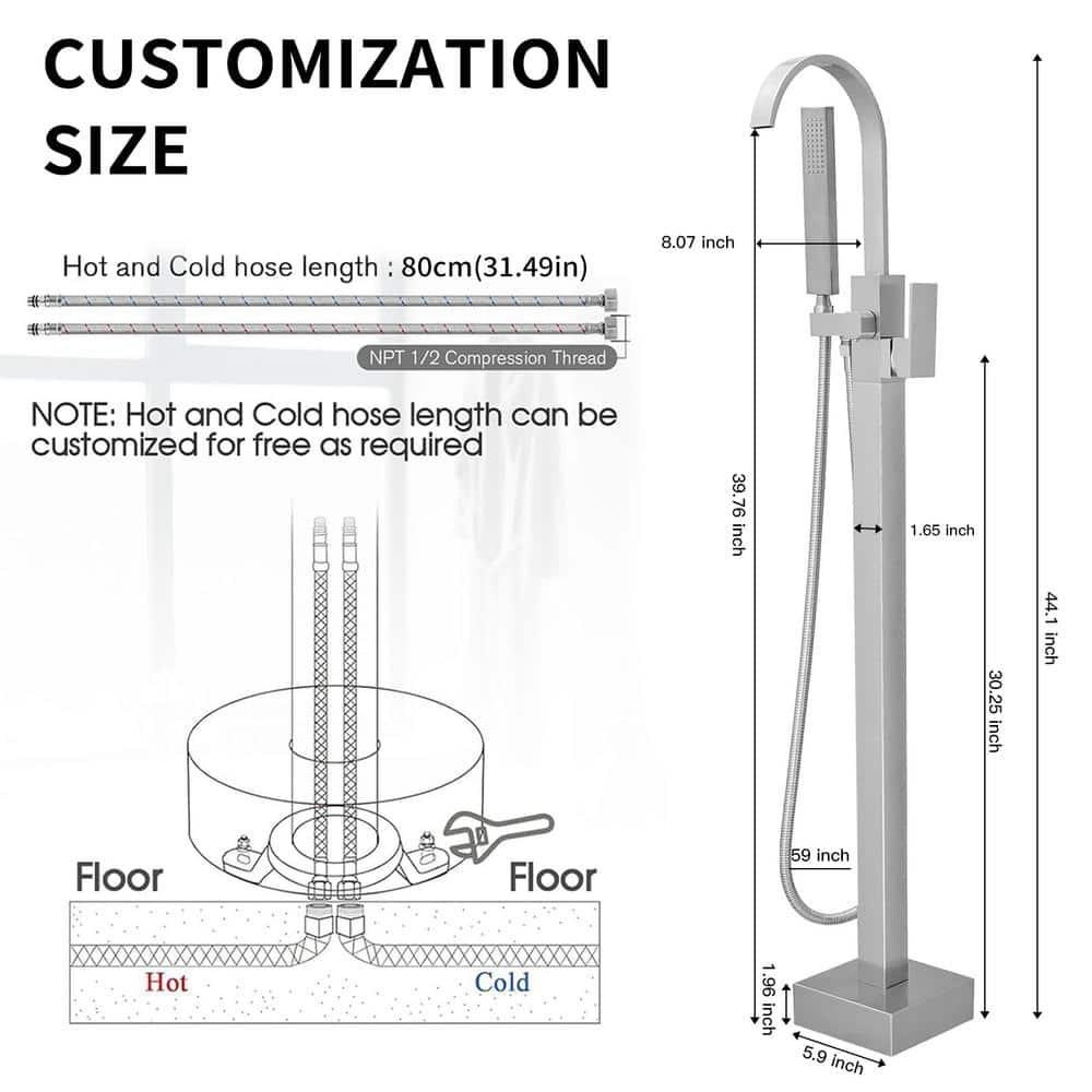 VIBRANTBATH A-97011-N 1 Handle Floor Clawfoot Tub Faucet with Diverter