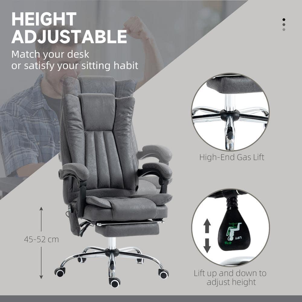 Vinsetto Microfiber Office Chair, High Back Computer Chair with 6 Point Massage, Heat, Adjustable Height and Retractable Footrest, Dark Blue