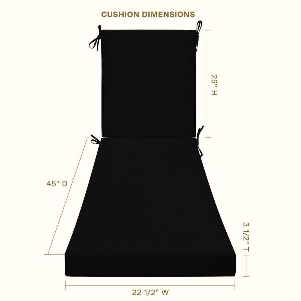 Honeycomb Outdoor Chaise Lounge Cushion - Sunbrella Canvas Black