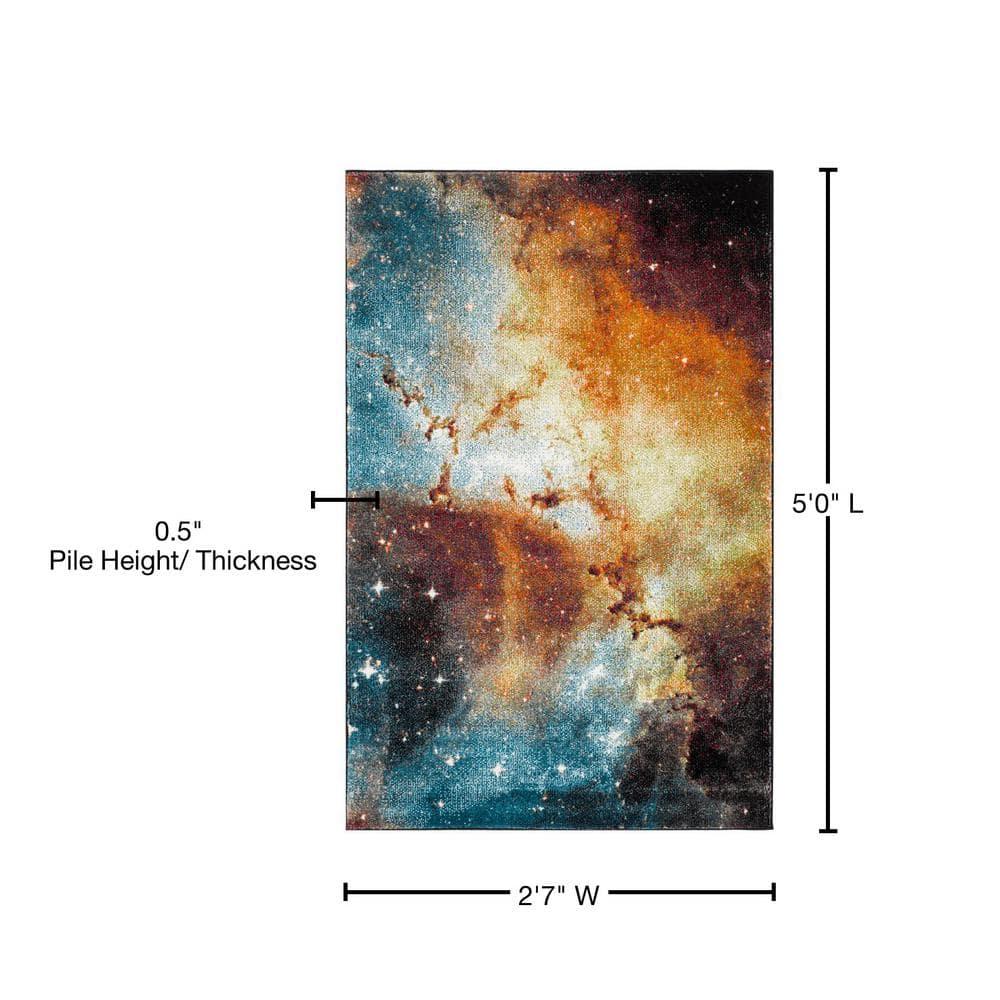 Galaxy GAL109 Power Loomed Indoor Runner - Orange/Multi - 2'7"x5' - Safavieh