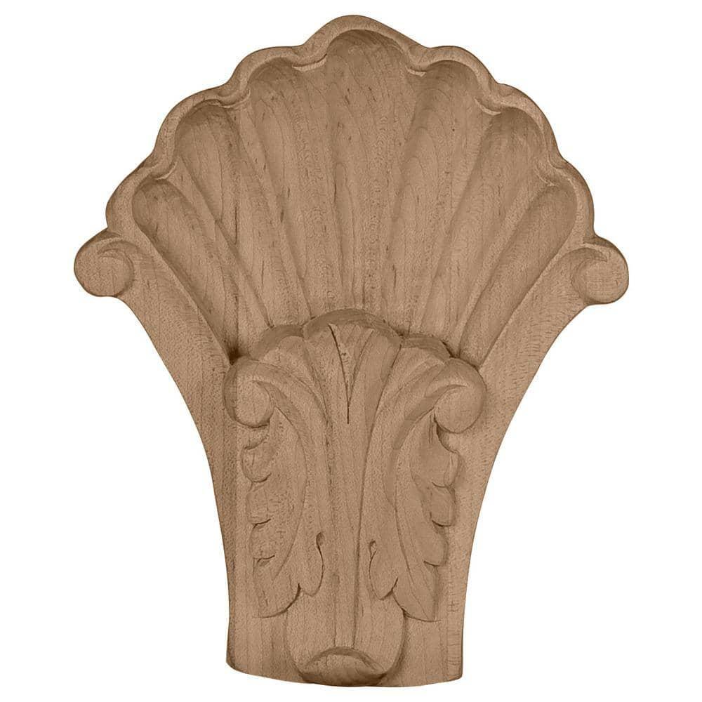 Ekena Millwork 5 1/4"W x 2"D x 6 1/2"H Medium Acanthus in Shell Corbel, Lindenwood