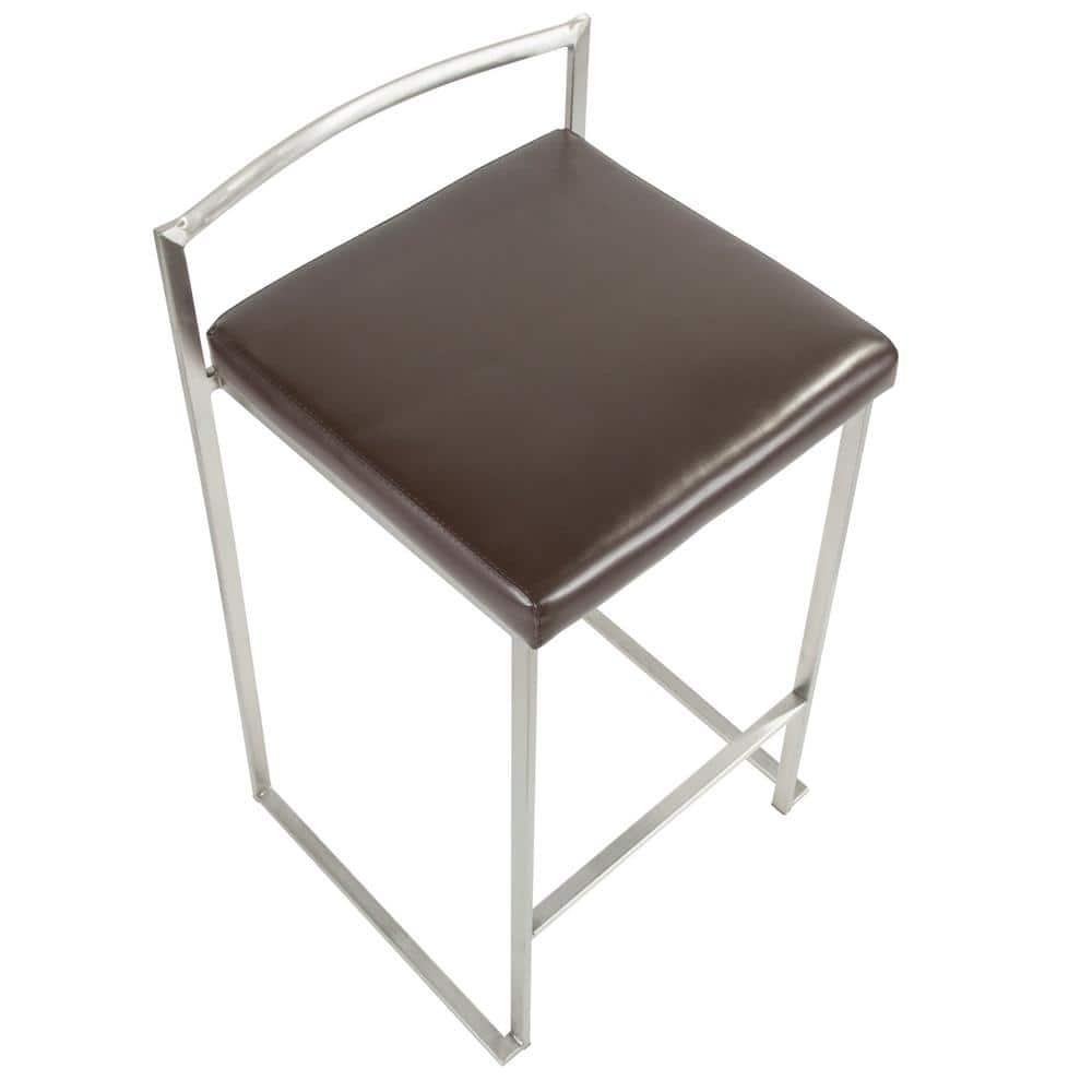 Fuji Stackable Counter Stool  Brown, Set of 2