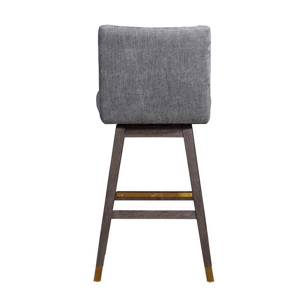 Armen Living Basila Wood Finish with Fabric Swivel Barstool Gray Oak