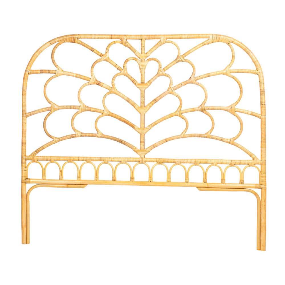 Storied Home Queen Rattan Arched Headboard Natural: Durable Weave, No Assembly, Eco-Friendly Material